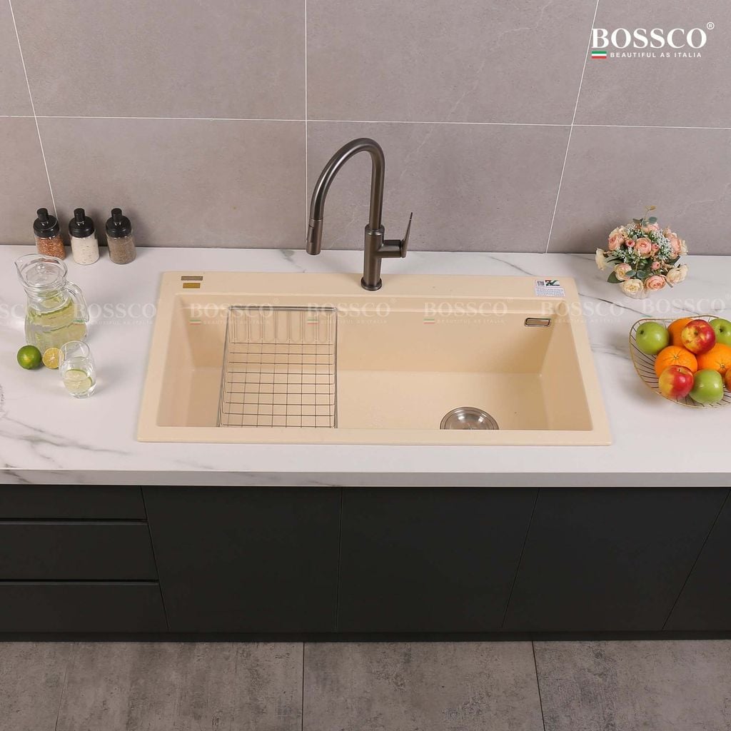 Chậu rửa chén Bossco BC-B10052KKS 1 hộc kem kim sa