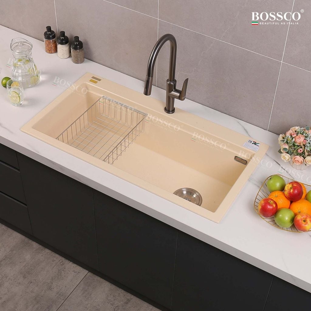 Chậu rửa chén Bossco BC-B10052KKS 1 hộc kem kim sa