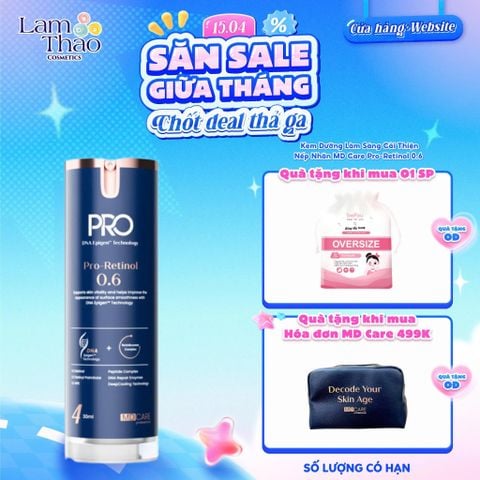  [TẶNG BTT BEFOU OVERSIZE 50 MIẾNG] [HĐ MD CARE 499K TẶNG 01 TÚI DA]  Kem Dưỡng Làm Sáng Cải Thiện Nếp Nhăn MD Care Pro-Retinol 0.6 