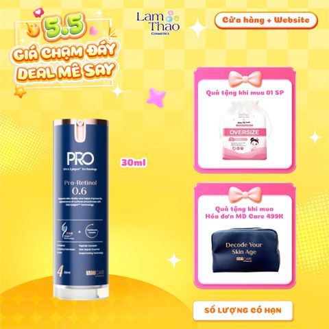  [TẶNG BTT BEFOU OVERSIZE 50 MIẾNG] [HĐ MD CARE 499K TẶNG 01 TÚI DA]  Kem Dưỡng Làm Sáng Cải Thiện Nếp Nhăn MD Care Pro-Retinol 0.6 