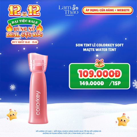  [DEAL SỐC 11.12 - 15.12] [MUA HOÁ ĐƠN COLORKEY 499K TẶNG GƯƠNG + SON KEM LÌ] Son Tint Lì Colorkey Soft Matte Water Tint 