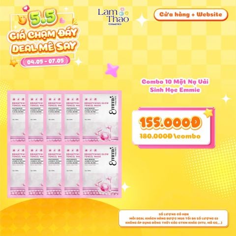  [DEAL SỐC 04.05 - 07.05 COMBO 10 MASK] Mặt Nạ Vải Sinh Học Dưỡng Trắng Da Chiết Xuất Cam Thảo Emmie Brightening Glow Tencel Mask 