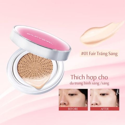  [TẶNG 01 SON TINT MLBB MÀU 07 FIG] [MUA 1 TẶNG 1 PHẤN MẮT] Phấn Nước Chống Nắng Lâu Trôi Silkygirl Serum Cushion 