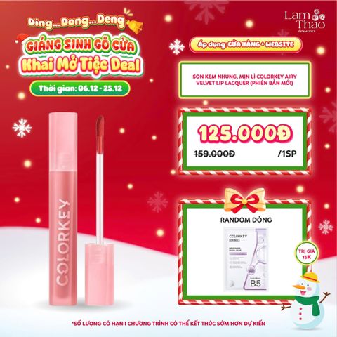  [DEAL SỐC 6.12 - 25.12 TẶNG MASK COLORKEY] Son Kem Nhung, Mịn Lì Colorkey Airy Velvet Lip Lacquer (Phiên Bản Mới) 