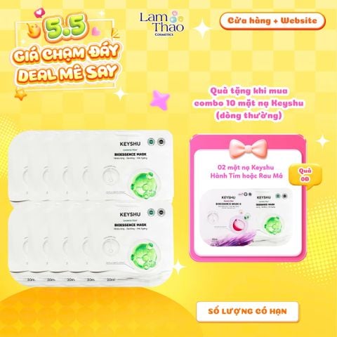  [MUA 10 MASK KEYSHU DÒNG THƯỜNG TẶNG 02 MASK KEYSHU] Mặt Nạ Sợi Xơ Rau Má Cấp Ẩm Keyshu Centella Fiber Bio Essence Mask 