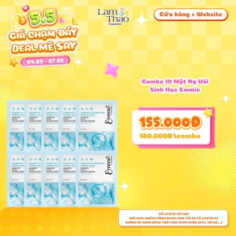  [DEAL SỐC 04.05 - 07.05 COMBO 10 MASK] Mặt Nạ Vải Sinh Học Cấp Ẩm Emmie Complete Hydration Tencel Mask 