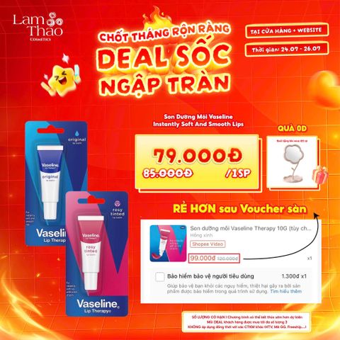  [DEAL SỐC 24.07 - 26.07 MUA 02 TUÝP TẶNG GƯƠNG HOA ĐỂ BÀN] Son Dưỡng Môi Vaseline Instantly Soft And Smooth Lips 