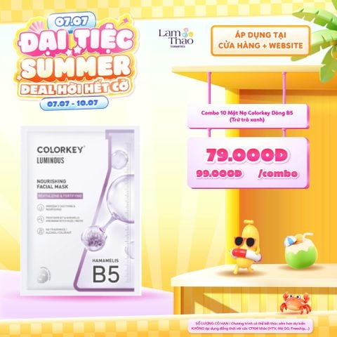  [DEAL SỐC 07.07 - 10.07 KHI MUA COMBO 10 MASK] [DUY NHẤT QUẬN 9: HOÁ ĐƠN COLORKEY 459K TẶNG SON COLORKEY FULLSIZE] Mặt Nạ Dưỡng Ẩm Ngừa Mụn Với Chiết Xuất Cây Phỉ Colorkey Nourishing Facial Mask 