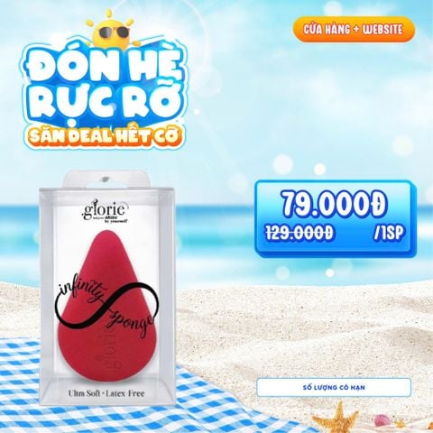  Bông Mút Trang Điểm Vô Cực Glorie Infinity Sponge - Thiết Kế Công Thái Học - Màu Đỏ Mận 