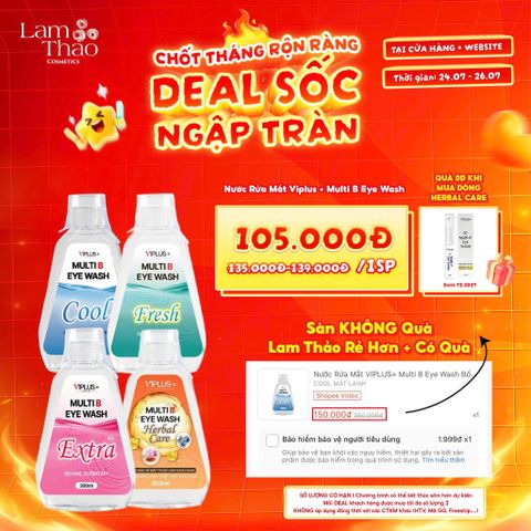  [DEAL SỐC 24.07 - 26.07 MUA CHAI HERBAL CARE TẶNG SERUM LĂN MẮT VIPLUS+ 10ML] Nước Rửa Mắt Viplus + Multi B Eye Wash 