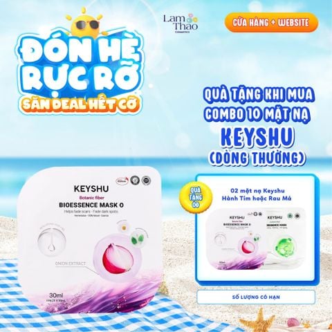  [MUA 10 MASK KEYSHU DÒNG THƯỜNG TẶNG 02 MASK KEYSHU]  Mặt Nạ Hành Tím Cấp Ẩm, Hỗ Trợ Mờ Thâm Sẹo Keyshu Botanic Fiber Bioessence Mask O 