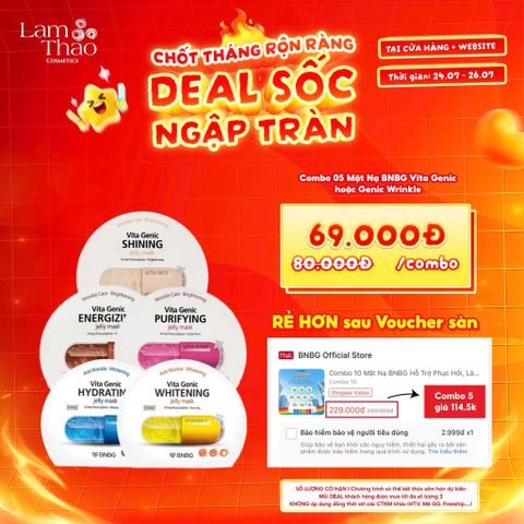  [DEAL SỐC 24.07 - 26.07 KHI MUA COMBO 5 MASK] Mặt Nạ BNBG Anti Wrinkle Whitening Vita Genic Jelly Mask 