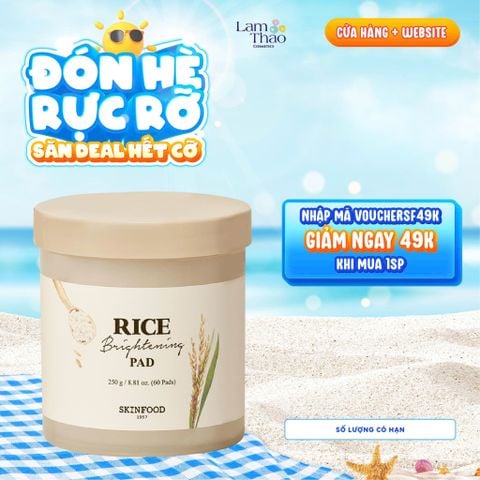  Toner Pad Gạo Dưỡng Trắng Da Skinfood Rice Brightening Pad 