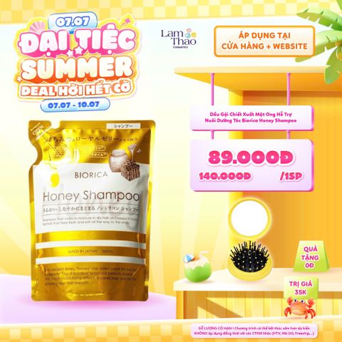  [DEAL SỐC 07.07 - 10.07 TẶNG GƯƠNG LƯỢC BỎ TÚI LEMONADE]  Dầu Gội Chiết Xuất Mật Ong Hỗ Trợ Nuôi Dưỡng Tóc Biorica Honey Shampoo 