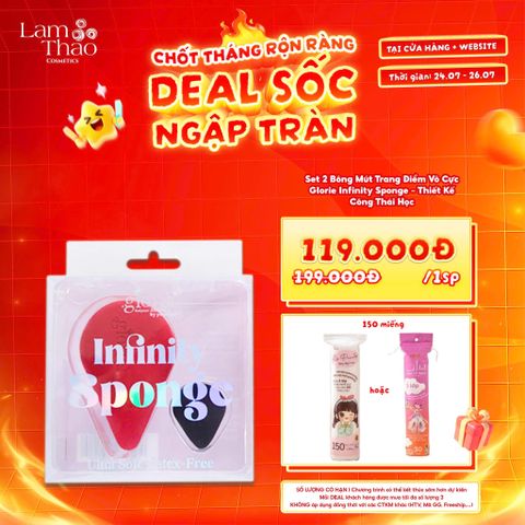  [DEAL SỐC 24.07 - 26.07 TẶNG BTT 150 MIẾNG] Set 2 Bông Mút Trang Điểm Vô Cực Glorie Infinity Sponge - Thiết Kế Công Thái Học 