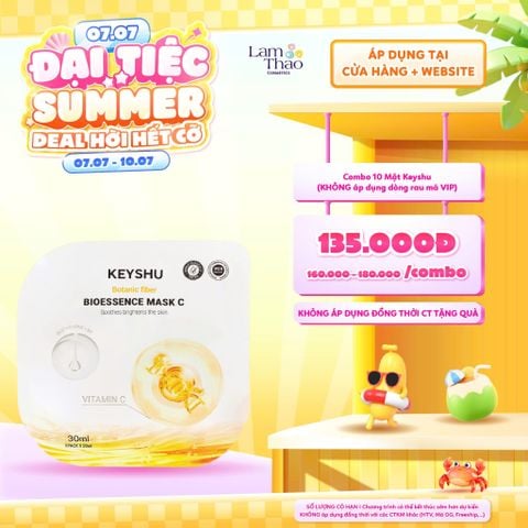  [DEAL SỐC 07.07 - 10.07 KHI MUA COMBO 10 MASK] Mặt Nạ Vitamin C Cấp Ẩm Dưỡng Sáng Da Keyshu Botanic Fiber Bioessence Mask C 