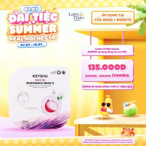  [DEAL SỐC 07.07 - 10.07 KHI MUA COMBO 10 MASK]  Mặt Nạ Hành Tím Cấp Ẩm, Hỗ Trợ Mờ Thâm Sẹo Keyshu Botanic Fiber Bioessence Mask O 