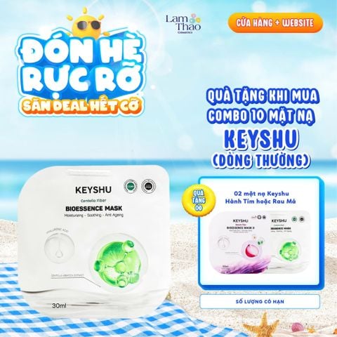  [MUA 10 MASK KEYSHU DÒNG THƯỜNG TẶNG 02 MASK KEYSHU] Mặt Nạ Sợi Xơ Rau Má Cấp Ẩm Keyshu Centella Fiber Bio Essence Mask 