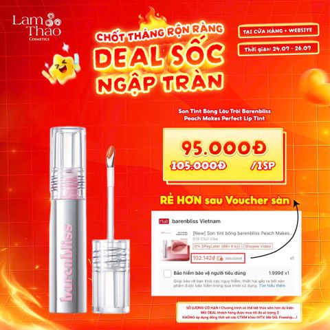  [DEAL SỐC 24.07 - 26.07] Son Tint Bóng Lâu Trôi Barenbliss Peach Makes Perfect Lip Tint 
