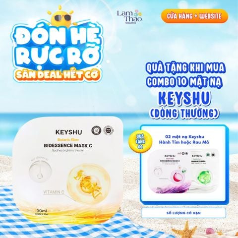  [MUA 10 MASK KEYSHU DÒNG THƯỜNG TẶNG 02 MASK KEYSHU]  Mặt Nạ Vitamin C Cấp Ẩm Dưỡng Sáng Da Keyshu Botanic Fiber Bioessence Mask C 