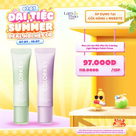  [DEAL SỐC 07.07 - 10.07] [DUY NHẤT 10.07 QUẬN 9 HÓA ĐƠN COLORKEY TỪ 459K TẶNG 01 SON COLORKEY FULLSIZE] Kem Lót Làm Đều Màu Da Colorkey Light Weight Polish Primer 