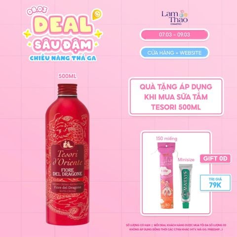  [DEAL SỐC 07.03 - 09.03 MUA SIZE 500ML TẶNG BTTT ALICE 150 MIẾNG + KĐR MARVIS MINI] Sữa Tắm Nước Hoa Thanh Long Tesori D'Oriente Dragon Flower Bath Cream 