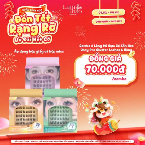  [DEAL SỐC 01.02 - 04.02 COMBO 02 HỘP] Lông Mi Cụm Có Sẵn Keo Jary Pro Cluster Lashes 6 Hàng (Hộp Giấy) 