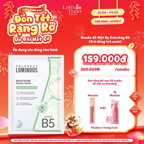  [DEAL SỐC 01.02 - 04.02 MUA 02 COMBO 20 MASK TẶNG SON COLORKEY MINI] Mặt Nạ Dưỡng Sáng Da Colorkey Luminous Brightening Facial Mask 