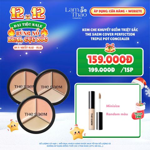  [DEAL SỐC 11.12 - 15.12 TẶNG CHE KHUYẾT ĐIỂM PERFECTION TIP MINISIZE] Kem Che Khuyết Điểm Triệt Sắc The Saem Cover Perfection Triple Pot Concealer 