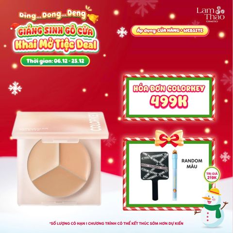  [DEAL SỐC 6.12 - 25.12 MUA HOÁ ĐƠN COLORKEY 499K TẶNG GƯƠNG + SON KEM LÌ] Bảng Che Khuyết Điểm 3 Màu Colorkey Targeting Three-colour Concealer Palette 