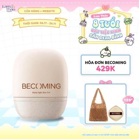  [DEAL SỐC 4.11 - 24.11 HOÁ ĐƠN BECOMING 429K TẶNG TÚI TOTE + BÔNG MÚT HỘP NHỰA] Kem Nền Dưỡng Ẩm Da Sáng Mềm Mại Becoming Moist-Light Skin Tint 