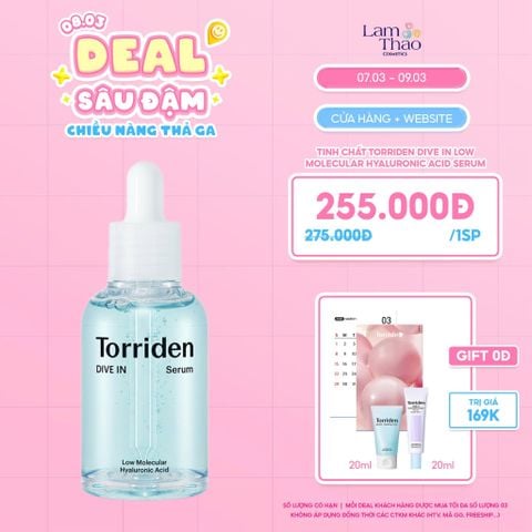  [DEAL SỐC 07.03 - 09.03 TẶNG LỊCH MINI + KCN 20ML + KEM DƯỠNG 20ML TORRIDEN] Tinh Chất Dưỡng Ẩm Phục Hồi Torriden Dive In Low Molecular Hyaluronic Acid Serum 