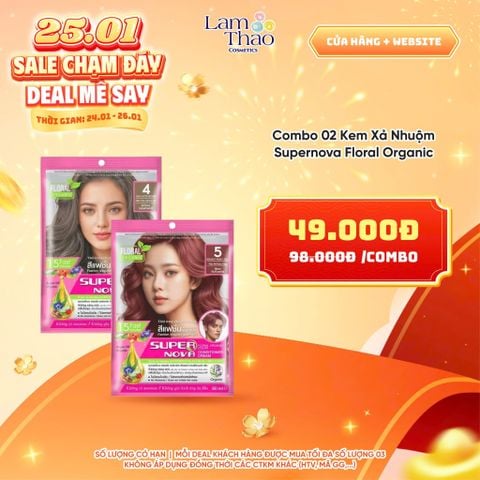  [DEAL SỐC 24.01 - 26.01 COMBO 2 GÓI] Kem Xả Nhuộm Supernova Floral Organic 