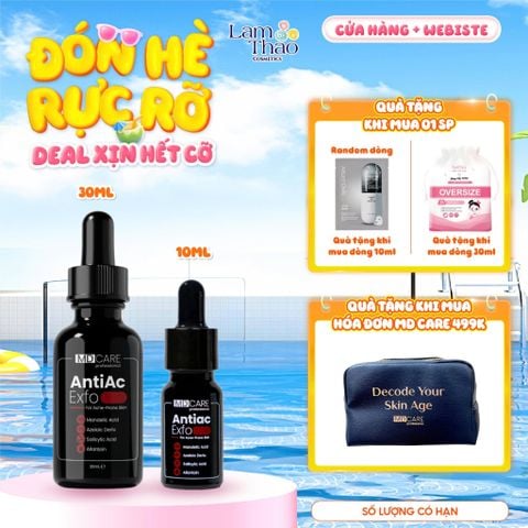  [MUA SIZE 30ML TẶNG BTT BEFOU 30 MIẾNG - MUA SIZE 10ML TẶNG MẶT NẠ ARUMORE][HĐ MD CARE 499K TẶNG 01 TÚI DA ĐỰNG MỸ PHẨM] Tẩy Tế Bào Chết Kiểm Soát Mụn, Giảm Viêm Và Giảm Tiết Dầu MD CARE AntiAc Exfo 