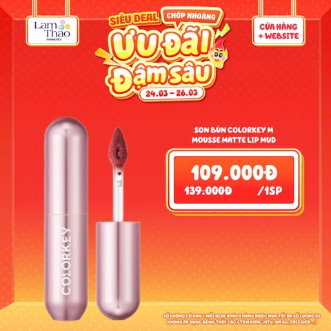  [DEAL SỐC 24.03 - 26.03] Son Bùn Colorkey Mousse Matte Lip Mud 