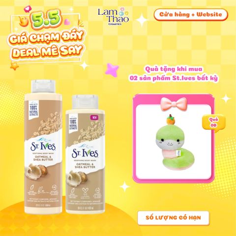 [MUA 2 SP ST.IVES BẤT KỲ TẶNG 01 GẤU BÔNG] Sữa Tắm Dưỡng Làm Mịn Da St.Ives Oatmeal & Shea Butter Soothing Body Wash (Mẫu Mới) 