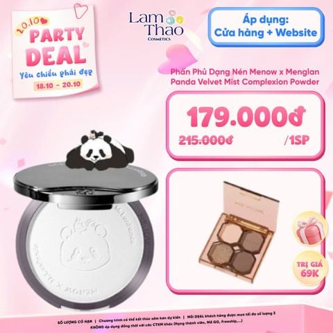  [DEAL SỐC 18/10 - 20/10] [TẶNG Phấn Mắt Menow] Phấn Phủ Dạng Nén Menow x Menglan Panda Velvet Mist Complexion Powder 