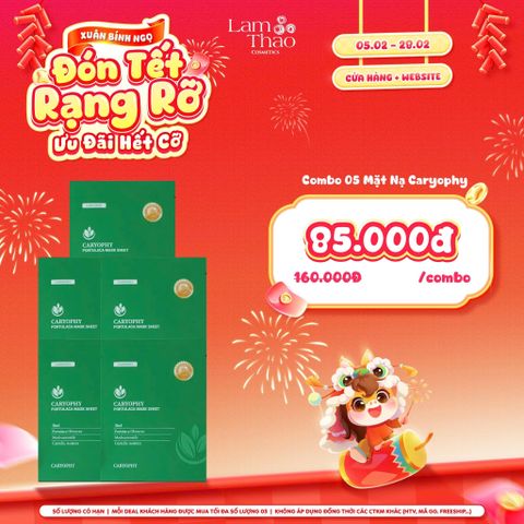  [DEAL 01.02 - 28.02 COMBO 5 MASK] Mặt Nạ Dưỡng Da Làm Mờ Thâm Giảm Mụn Caryophy Portulaca Mask Sheet 