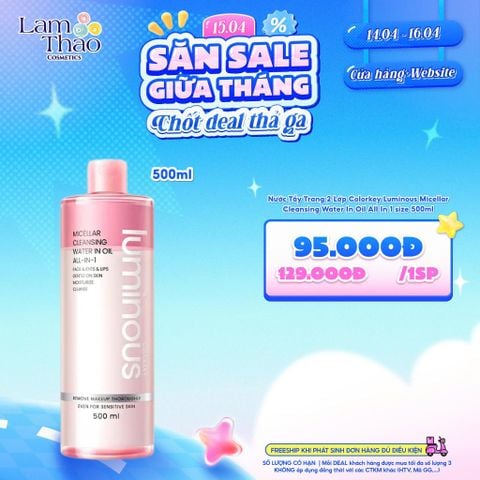  [DEAL SỐC 14.04 - 16.04 SIZE 500ML] Nước Tẩy Trang 2 Lớp Colorkey Luminous Micellar Cleansing Water In Oil All In 1 