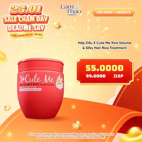  [DEAL SỐC 24.01 - 26.01] Hấp Dầu X Cute Me Xtra Volume & Silky Hair Rice Treatment 