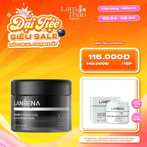  [DEAL SỐC 03.04 - 05.04 TẶNG MẶT NẠ ĐẤT SÉT LANBENA 100G] Mặt Nạ Loại Bỏ Mụn Đầu Đen Lanbena BamBoo Charcoal Blackhead Mask 100% Natural Charcoal 