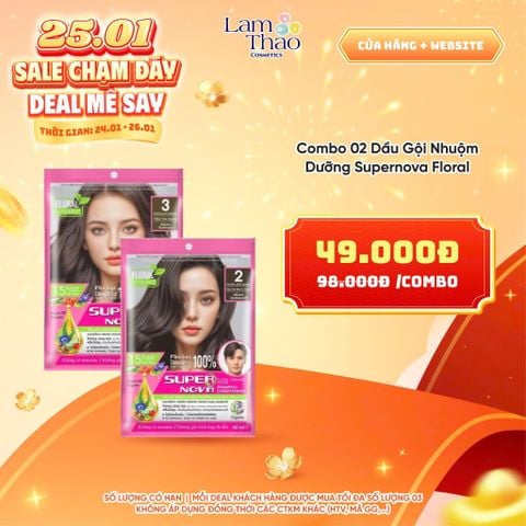  [DEAL SỐC 24.01 - 26.01 COMBO 2 GÓI] Dầu Gội Nhuộm Dưỡng Supernova Floral Organic 