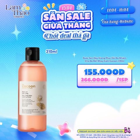  [DEAL SỐC 14.04 - 16.04 SIZE 310ML] Nước Sen Hậu Giang Phục Hồi Đa Nhiệm Cho Da Rất Nhạy Cảm Cocoon Hau Giang Lotus Soothing Toner 