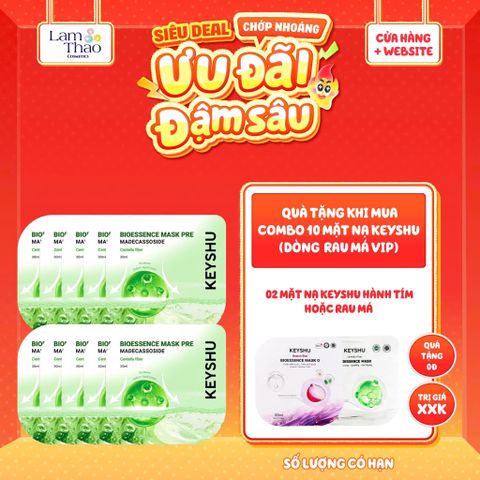  [MUA 10 MASK KEYSHU DÒNG RAU MÁ VIP TẶNG 02 MASK KEYSHU] Mặt Nạ Rau Má Làm Dịu Da Keyshu Bioessence Mask Pre 