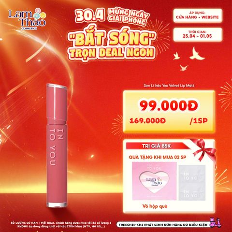  [DEAL SỐC 25.04 - 01.05 MUA 02 TẶNG 01 VỎ ĐỰNG QUÀ + 02 KHĂN TẨY TRANG INTO YOU] Son Lì Into You Velvet Lip Matt 