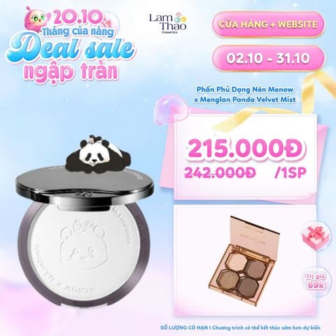  [TẶNG Phấn Mắt Menow] Phấn Phủ Dạng Nén Menow x Menglan Panda Velvet Mist Complexion Powder 