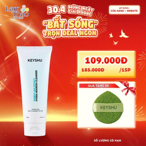  [TẶNG 01 MÚT RỬA MẶT KEYSHU] Sữa Rửa Mặt Làm Sạch Dịu Nhẹ Cho Da Khô Keyshu Hydra Nourish Cleanser 