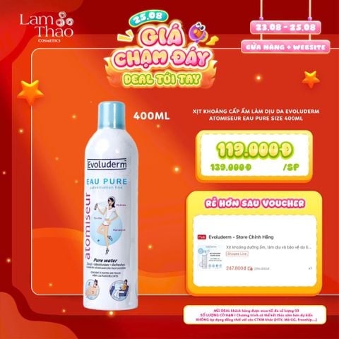  [DEAL SỐC 23.08 - 25.08 KHI MUA SIZE 400ML] Xịt Khoáng Cấp Ẩm Làm Dịu Da Evoluderm Atomiseur Eau Pure 