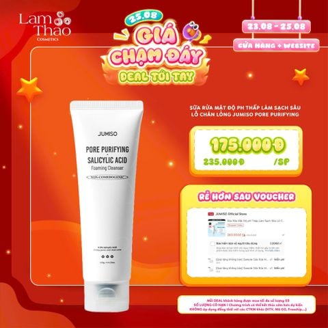  [DEAL SỐC 23.08 - 25.08] Sữa Rửa Mặt Độ pH Thấp Làm Sạch Sâu Lỗ Chân Lông Jumiso Pore Purifying Salicylic Acid Foaming Cleanser 