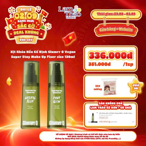  [DEAL SỐC 29.08 - 03.09 MUA SIZE 130ML TẶNG BTT LA PURE 234 MIẾNG] Xịt Khóa Nền Cố Định Glamrr Q Vegan Super Stay Make Up Fixer 
